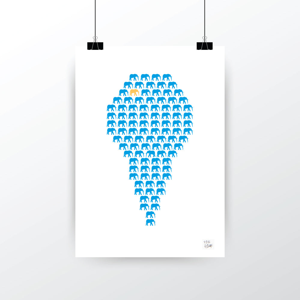 'Herd of Hope' Limited Edition Artwork -Blue/Gold