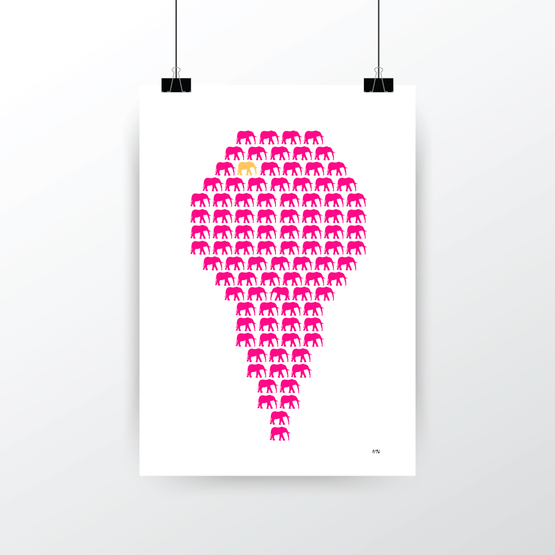 'Herd of Hope' Limited Edition Artwork -Hot Pink / Gold