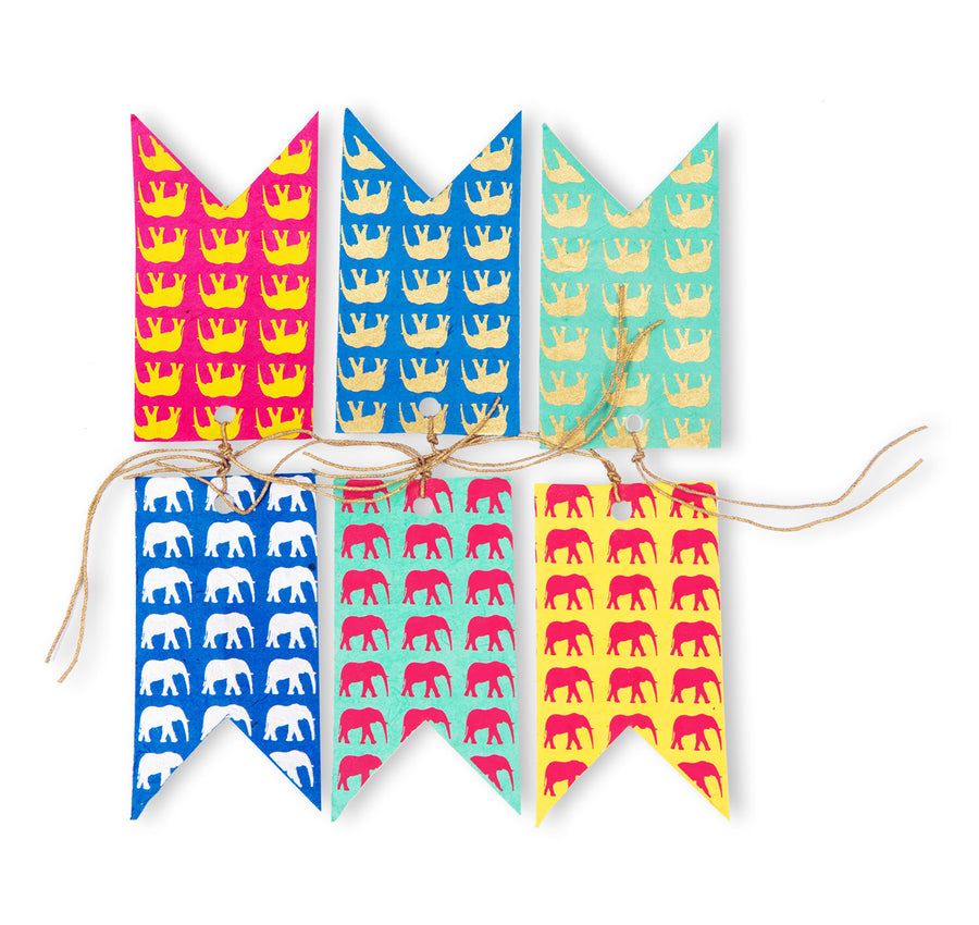 Multi-coloured Elephant Conservation Gift Tags