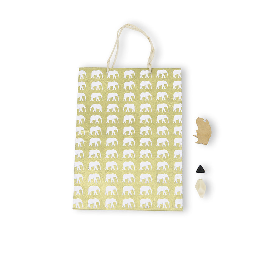 Gold & White Elephant Conservation Gift Bag