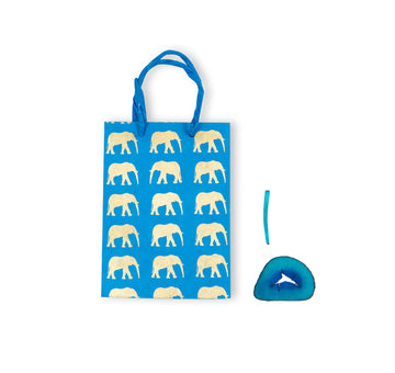 Blue & Gold Elephant Conservation Tall Gift Bag