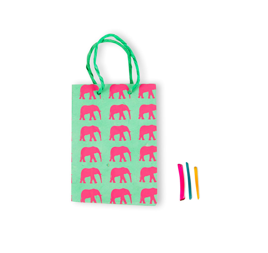 Mint Green & Rose Elephant Conservation Gift Bag
