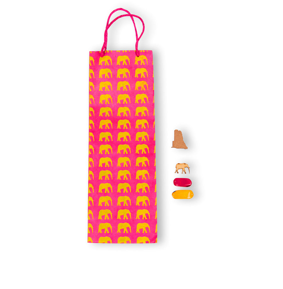 Hot Pink & Yellow Elephant Gift Bag (Tall)