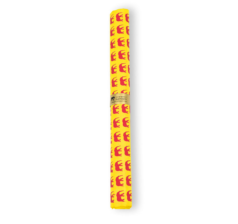 Yellow & Hot Pink Elephant Gift Wrap